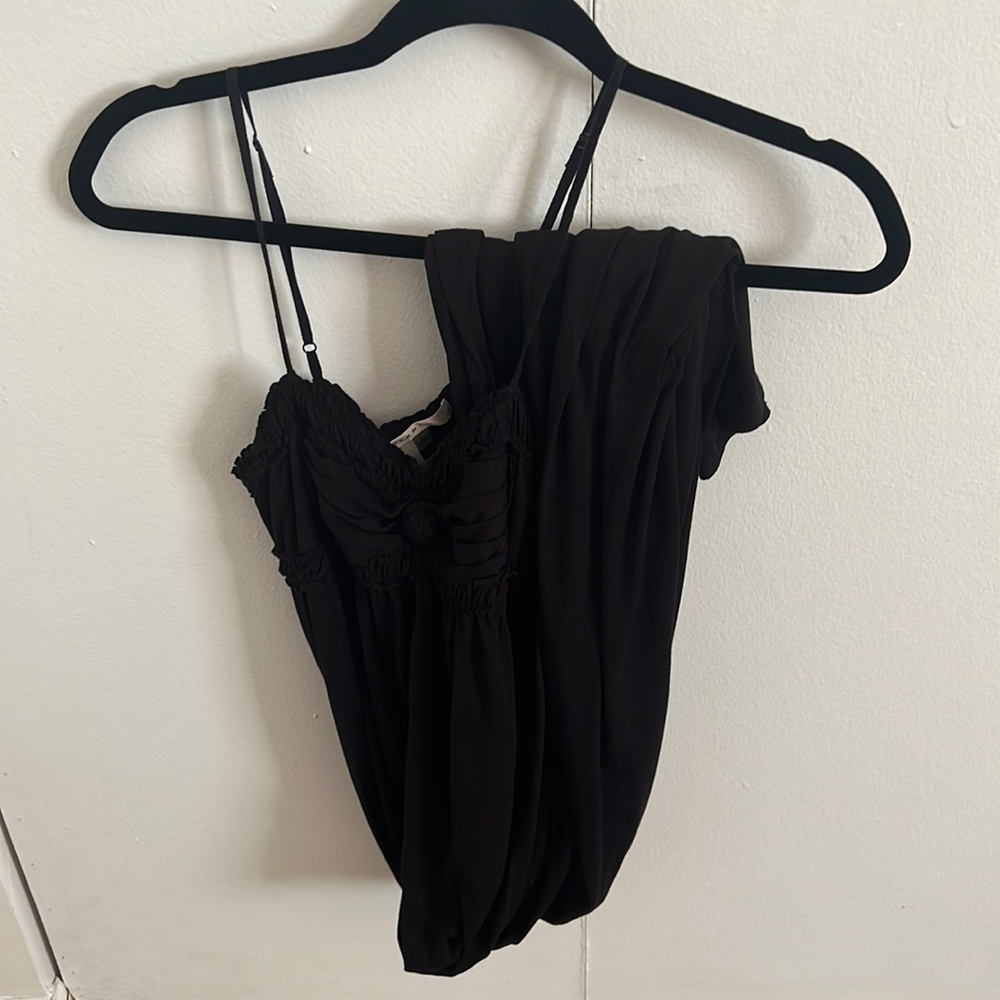 A floor-length black sundress.